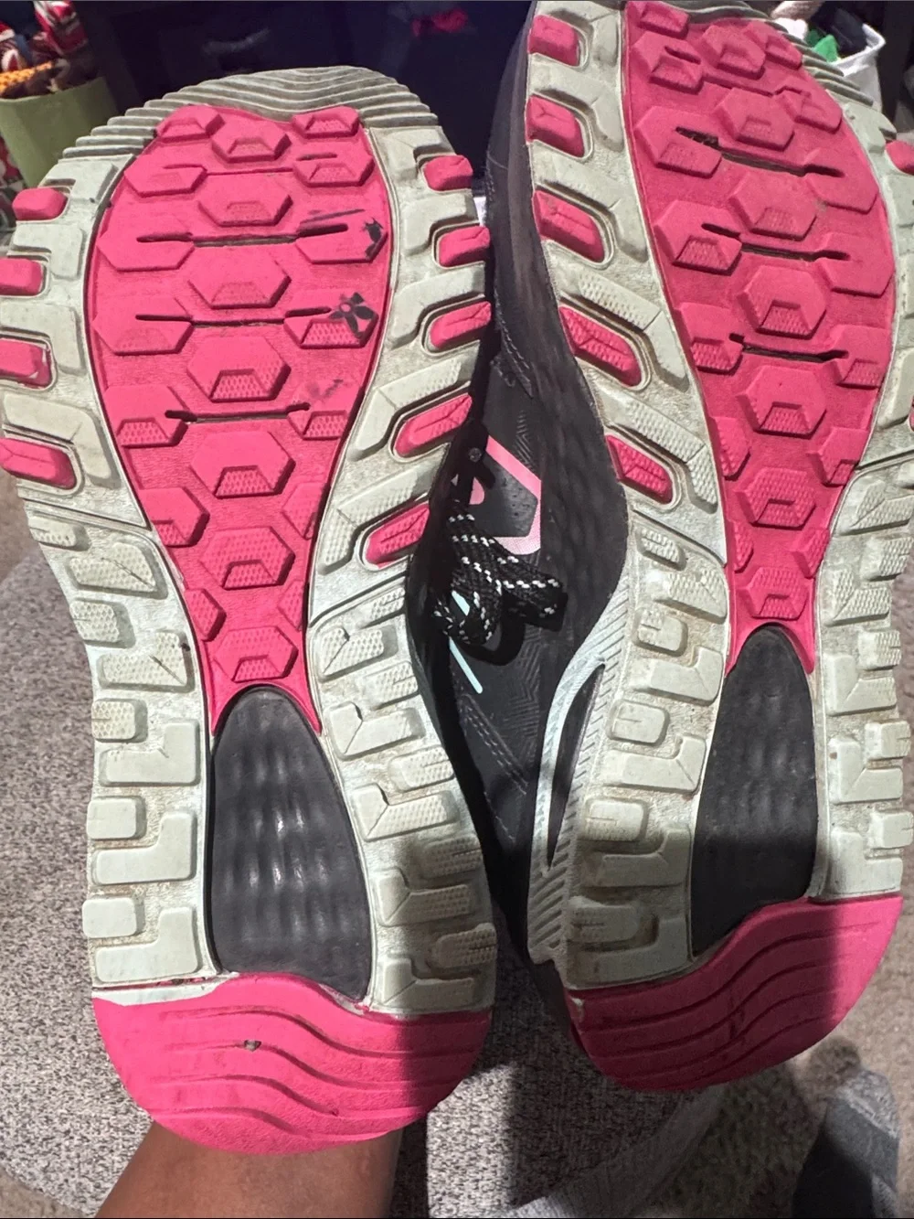 New Balance Women’s Black Athletic Sneakers with Pink and Teal Accents